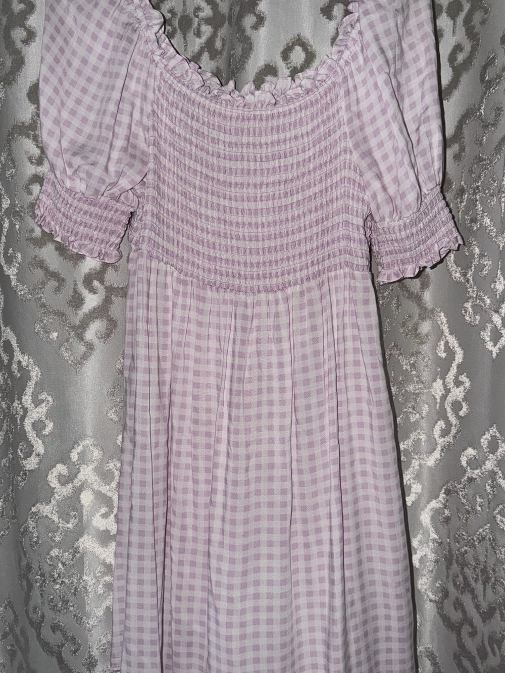 Lilac Gingham Smocked Dress